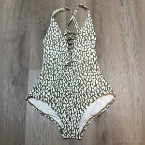 Michael Kors Lace up Front One Piece Swimsuit